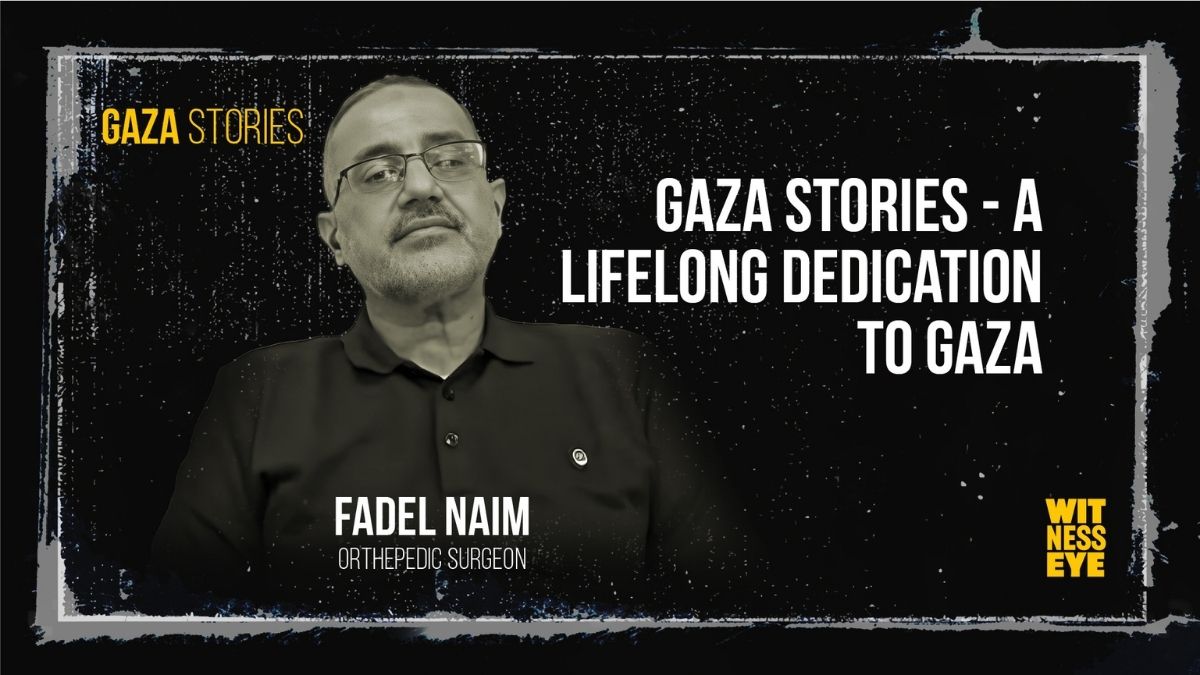 Dr. Fadel Naim walking through Beit Hanoun hospital corridors in Gaza, symbolizing lifelong medical dedication
