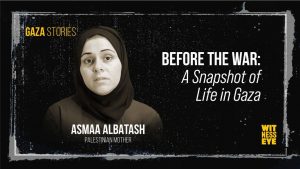 Asma Al-Batsh with her husband and two children in Gaza before the war.