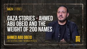 Ahmed Abu Obeid recounts the loss of over 200 relatives, turning grief into witness testimony from Gaza.