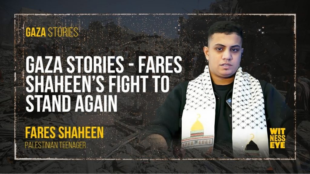 Fares Shaheen, a 17-year-old survivor from Gaza, lost his leg in a mall bombing and now fights to stand again.